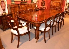02972d - 3-English-Regency-Dining-Table-&-10-Ballon-Back-Chairs-28